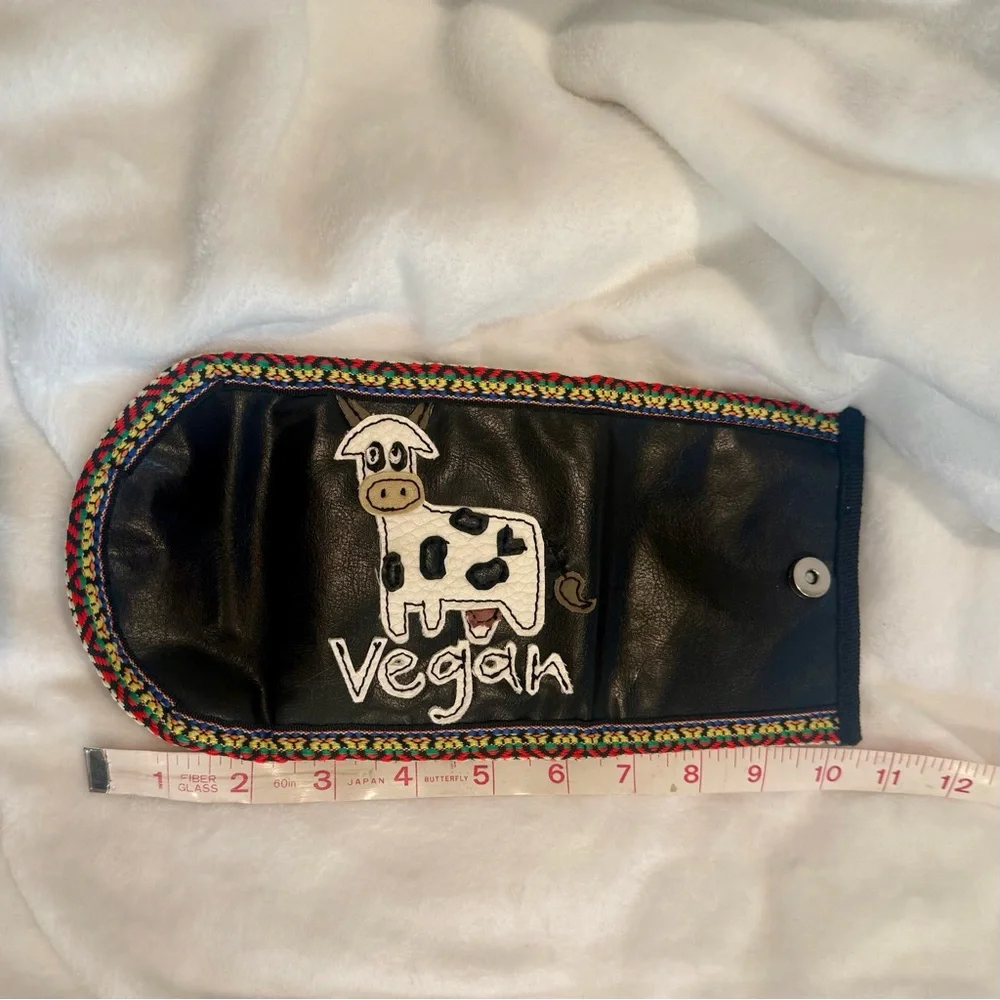 Vegan Cow handcrafted Black Wallet
